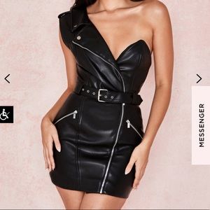 House of CB Roselle Black Vegan Leather Dress